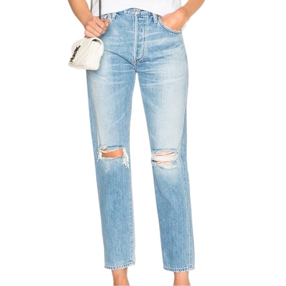 Citizens of Humanity Liya High Rise Classic Fit Crop in Torn, 28 - Picture 4 of 16